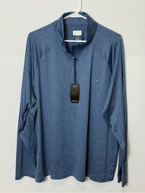 Greg Norman Collection Navy Heather Pullover with Rainbow Shark Logo